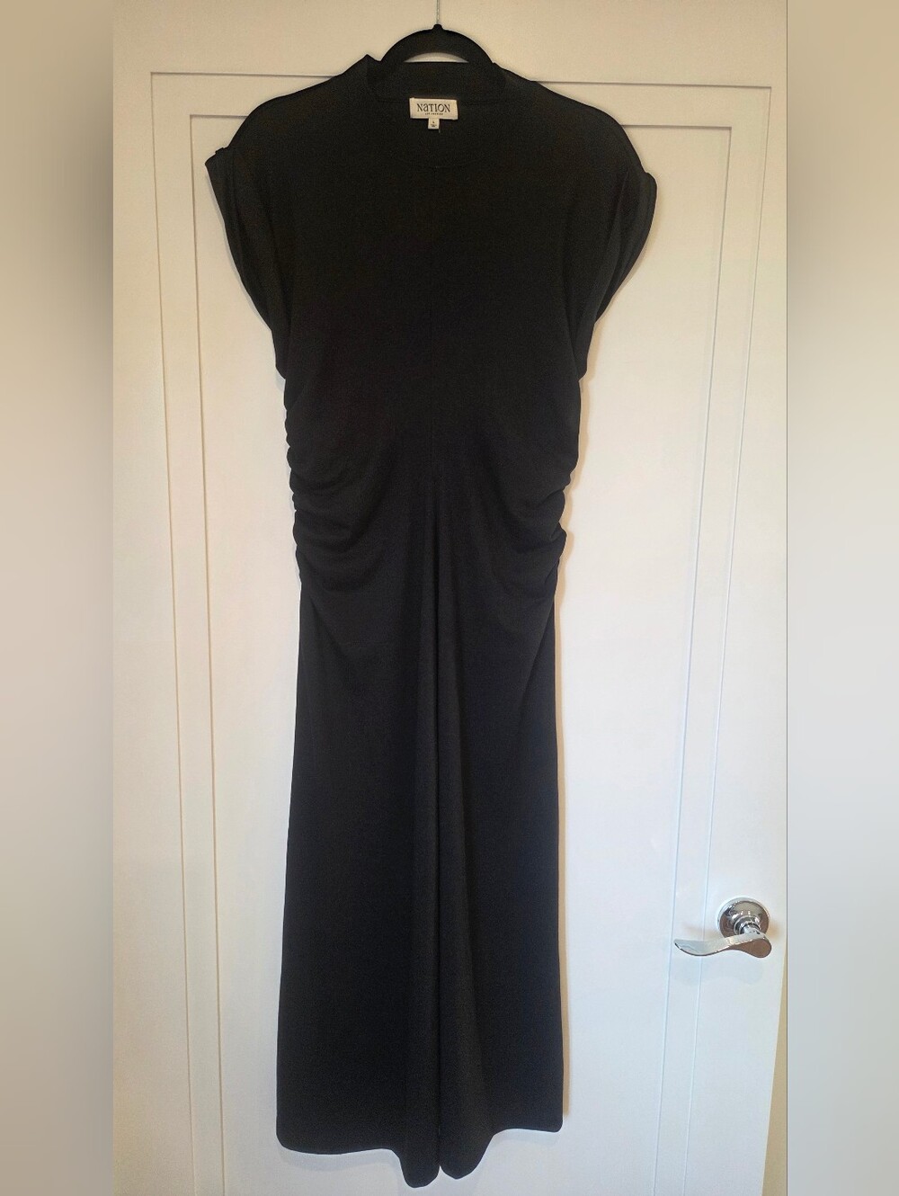 Nation Classic Black Women’s Ruched Midi Dress